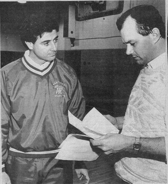 This throwback is of then University of Kentucky coach Rick Pitino chatting with Tollesboro coach Randy Harrison. Pitino came to Tollesboro to watch UK commit Chris Harrison as Tollesboro played Ripley. (Submitted by Ron Bailey)
