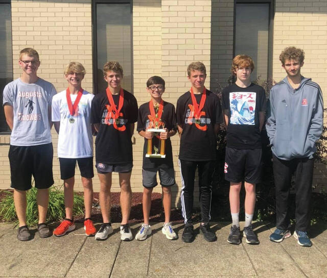 127745084_web1_Augusta-XC
Augustas boys cross country team finished runner-up and had four medalists at the Area 7 cross country championships in Maysville on Saturday. (Augusta Athletics photo)