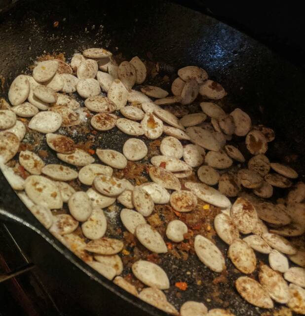 128977161_web1_pumpkinseed2
All of todays recipes and ideas are a healthy snack, salad topper, or even bread topper. Roasted pumpkin seeds are a healthy, crunchy snack that is gluten-free, paleo, and as long as you leave out the butter, a fantastic vegan treat.