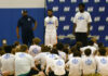 
			
				                                Chris Lofton (center) and Darius Miller (right) address campers on the final day of the 2025 Chris Lofton and Darius Miller Skills Camp.
 
			
		