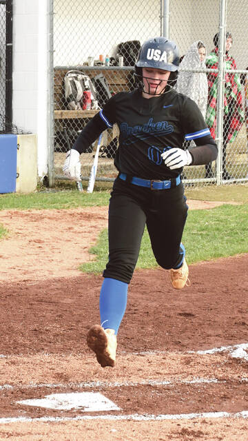 <p>Kyndall Johnson scores a run for the Bracken County Lady Bears against the Lady Panthers on March 18, 2026.</p>
